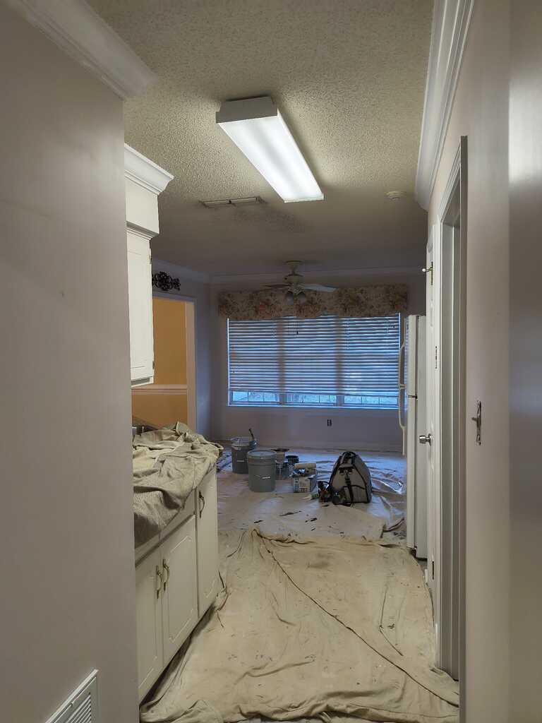 Room with drop cloths